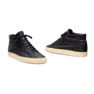 $450 COMMON PROJECTS - Achilles Mid‎ Black Sneakers Leather - EU 43 / US 10